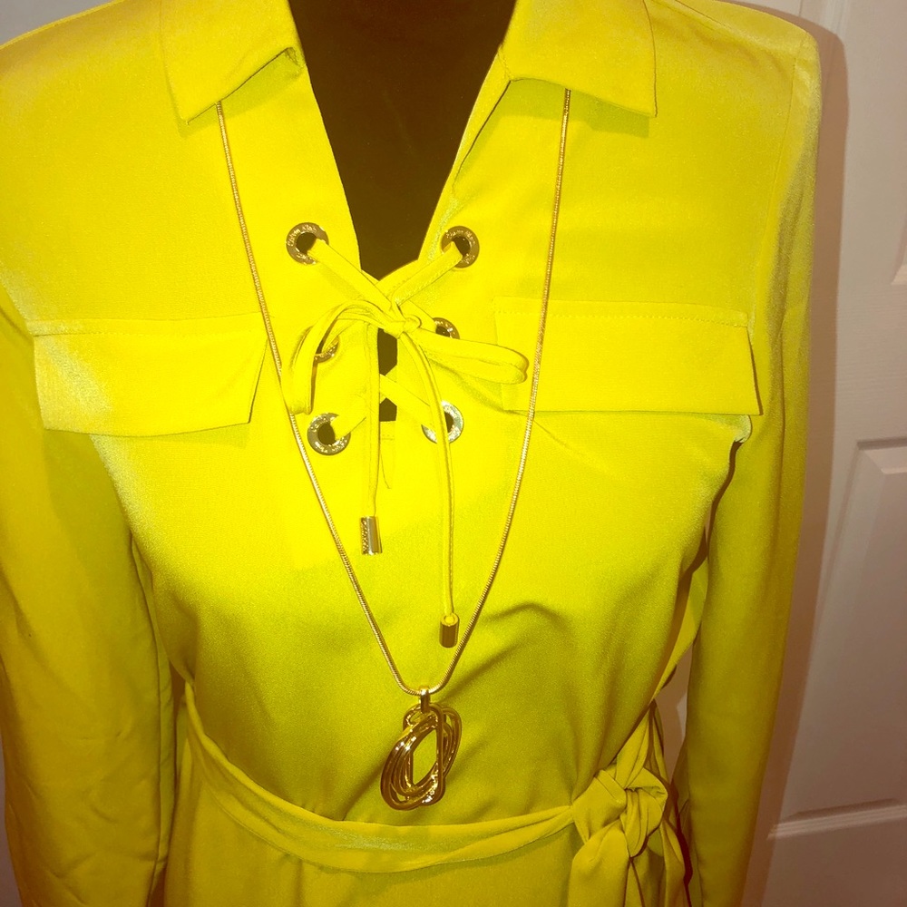 Yellow long/short sleeve dress